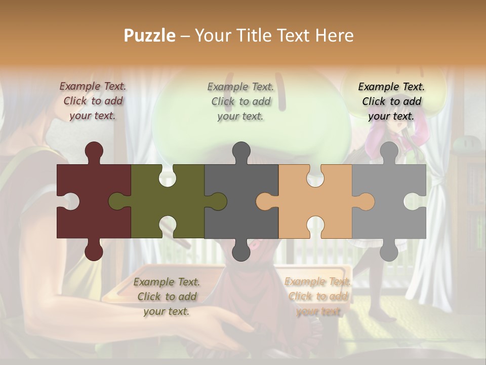 A Group Of People With A Green Mushroom On Their Head PowerPoint Template