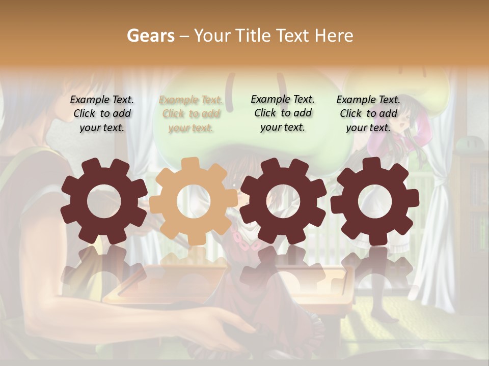 A Group Of People With A Green Mushroom On Their Head PowerPoint Template