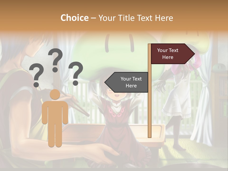 A Group Of People With A Green Mushroom On Their Head PowerPoint Template