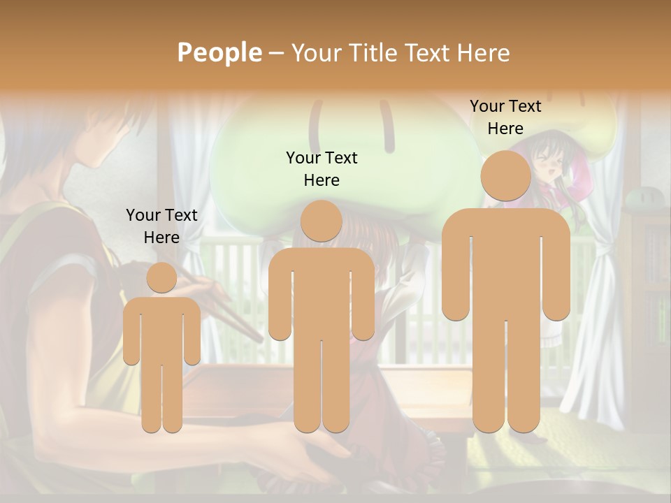 A Group Of People With A Green Mushroom On Their Head PowerPoint Template