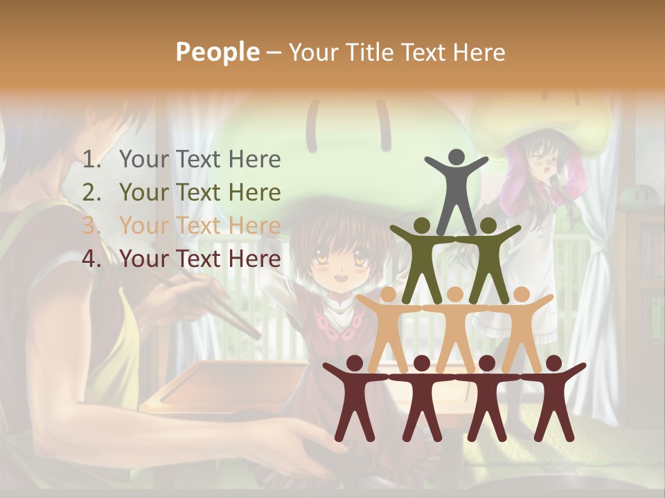 A Group Of People With A Green Mushroom On Their Head PowerPoint Template