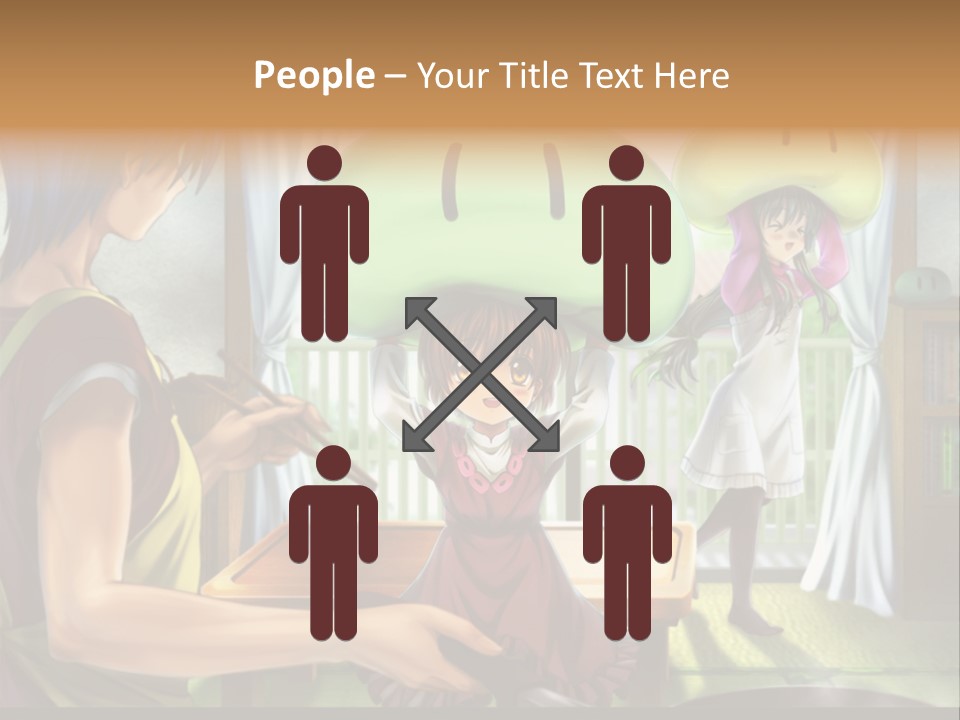 A Group Of People With A Green Mushroom On Their Head PowerPoint Template