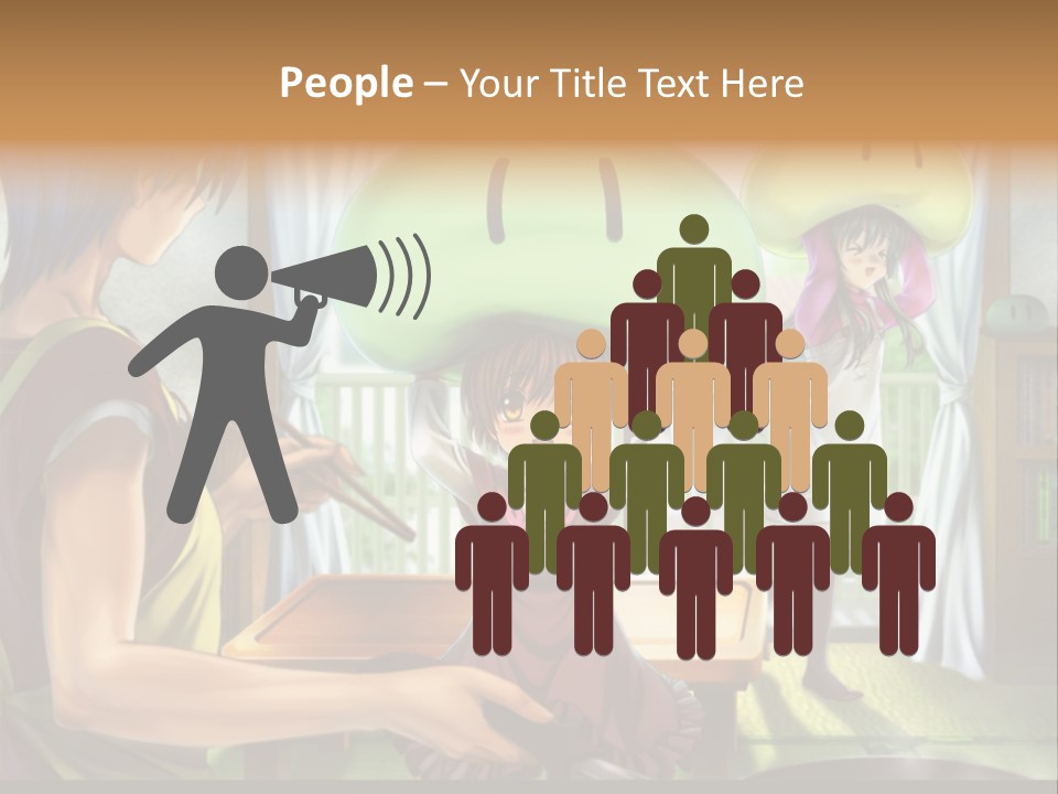 A Group Of People With A Green Mushroom On Their Head PowerPoint Template