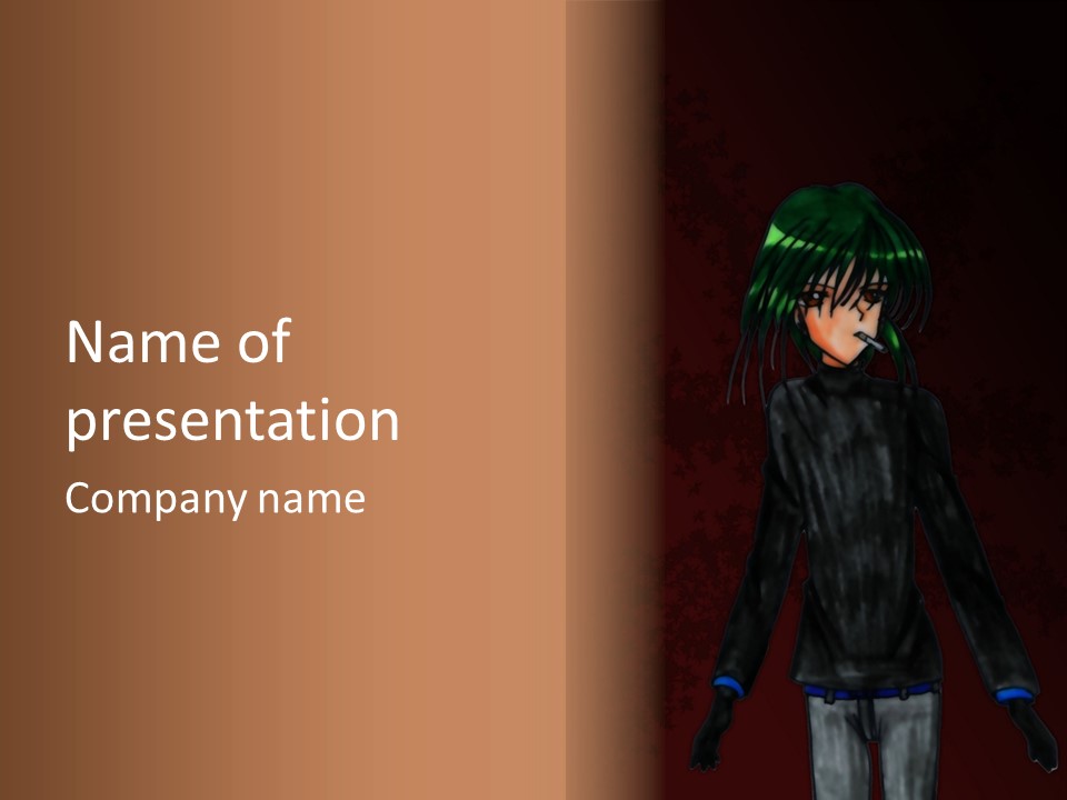 A Person With Green Hair Standing In Front Of A Wall PowerPoint Template