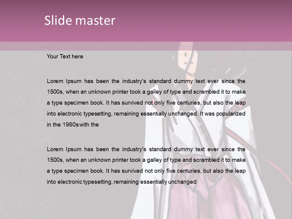 A Woman In A Pink Dress Is Standing In Front Of A Purple Background PowerPoint Template