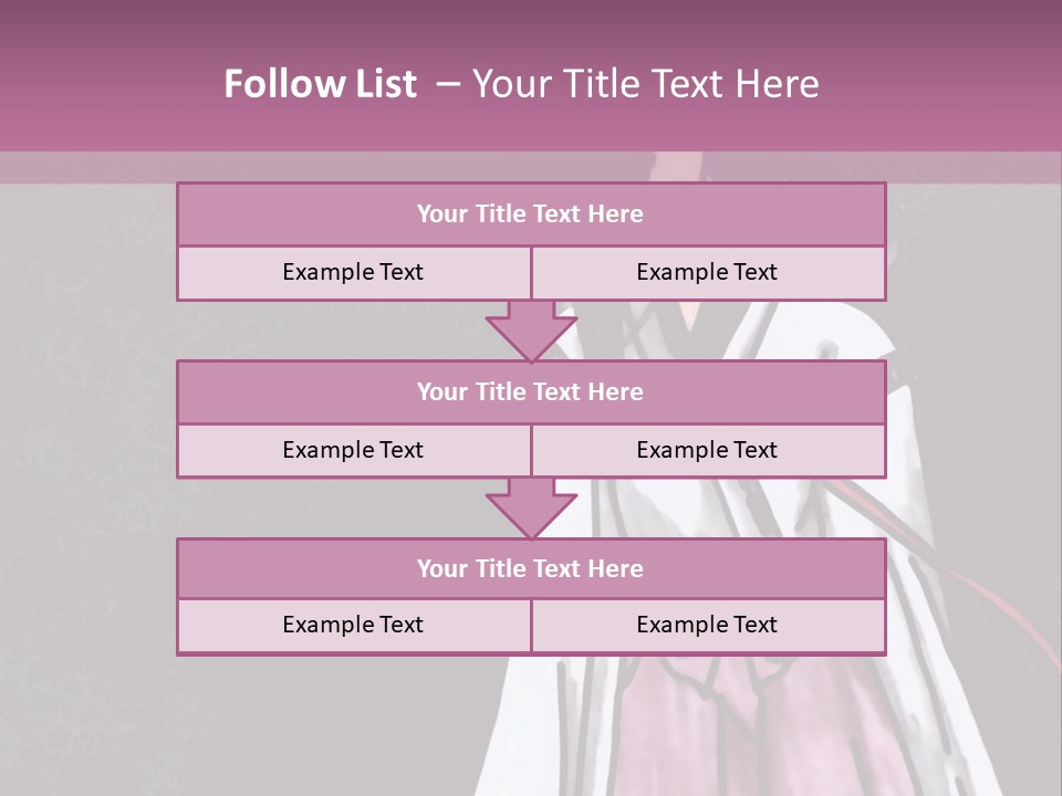 A Woman In A Pink Dress Is Standing In Front Of A Purple Background PowerPoint Template