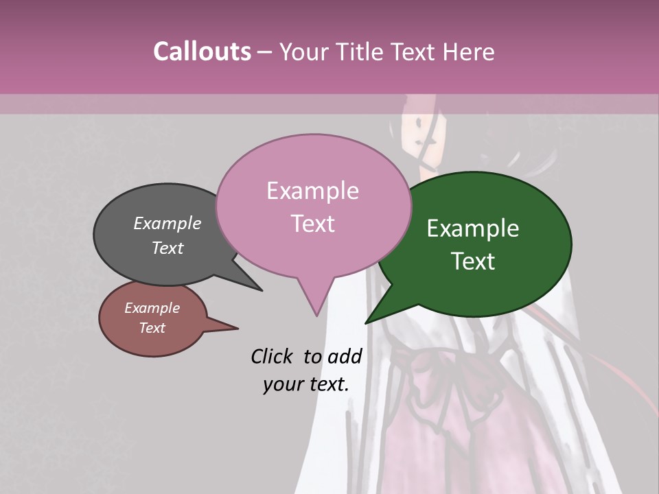 A Woman In A Pink Dress Is Standing In Front Of A Purple Background PowerPoint Template