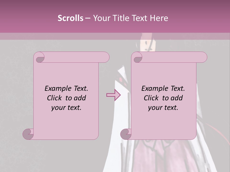 A Woman In A Pink Dress Is Standing In Front Of A Purple Background PowerPoint Template