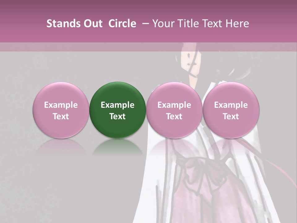 A Woman In A Pink Dress Is Standing In Front Of A Purple Background PowerPoint Template