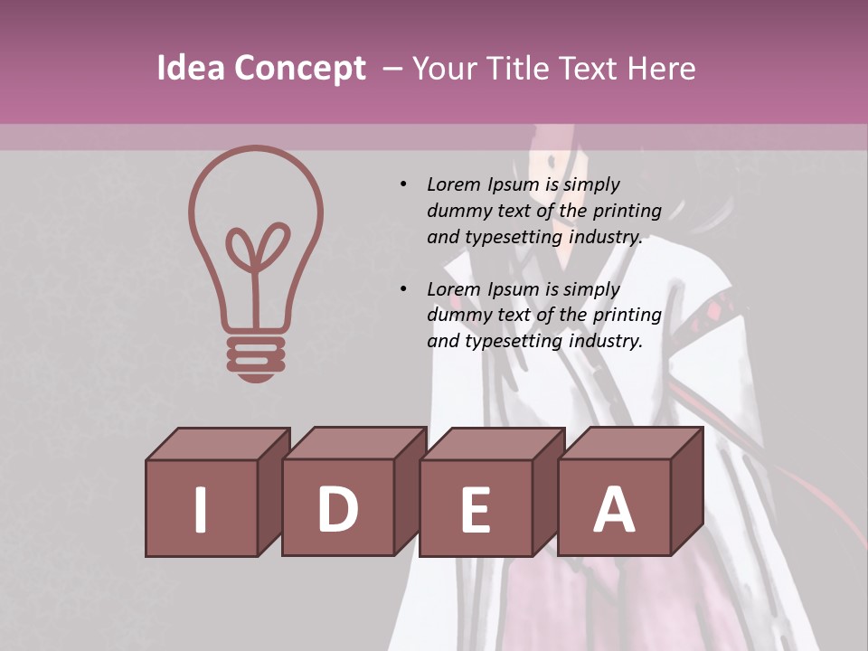 A Woman In A Pink Dress Is Standing In Front Of A Purple Background PowerPoint Template