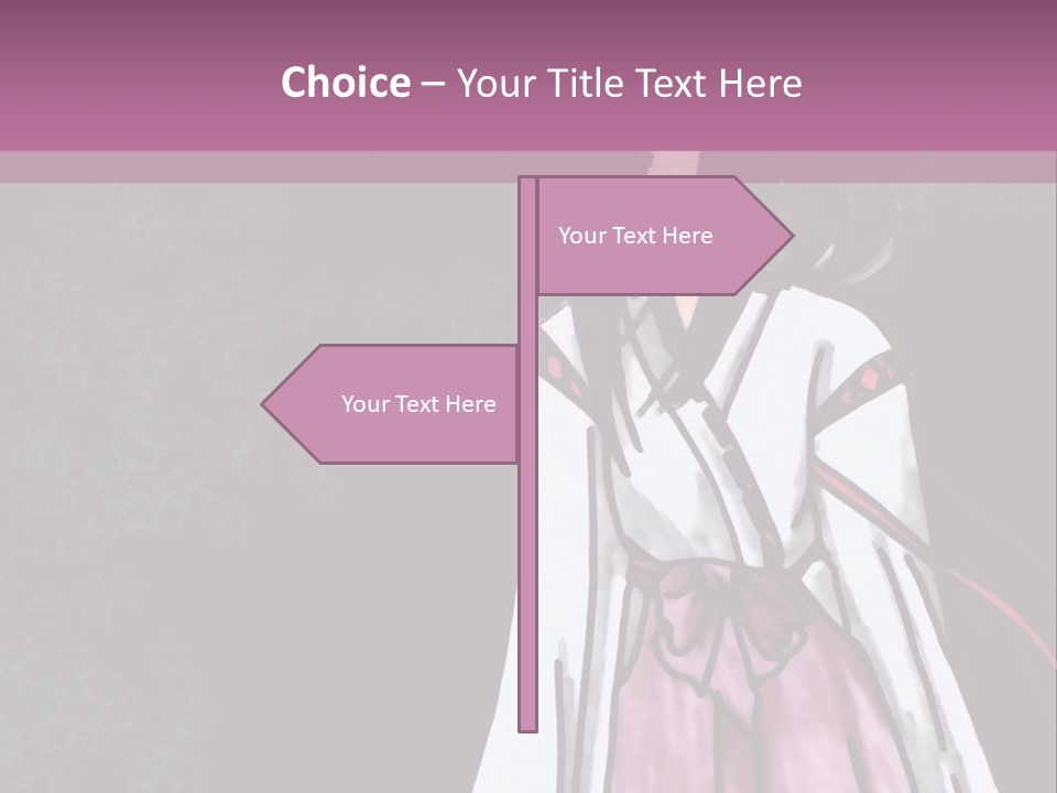 A Woman In A Pink Dress Is Standing In Front Of A Purple Background PowerPoint Template