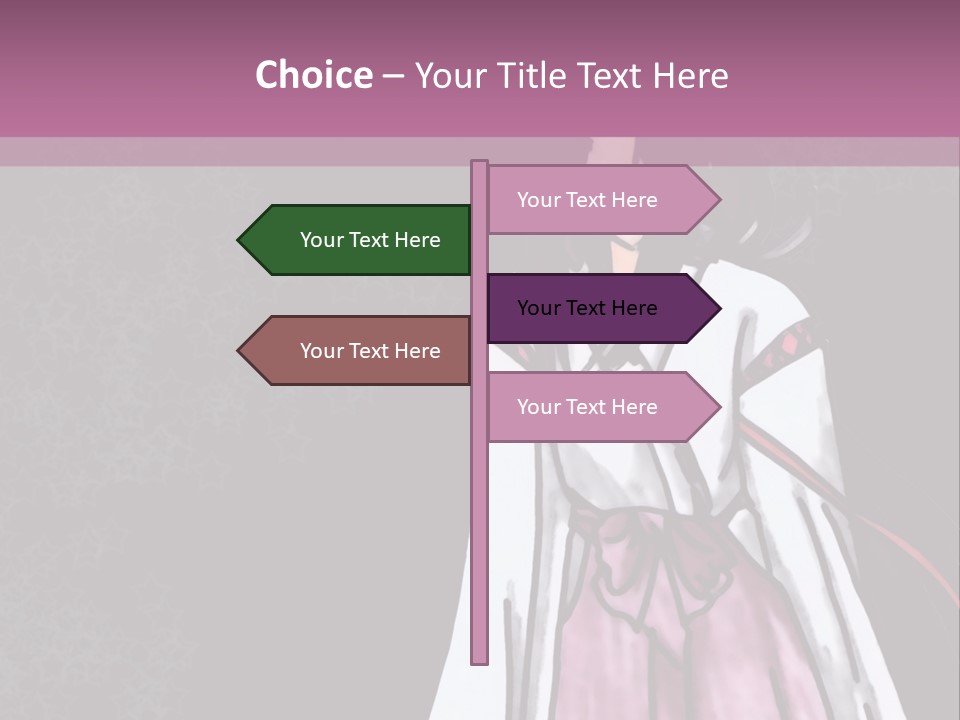 A Woman In A Pink Dress Is Standing In Front Of A Purple Background PowerPoint Template