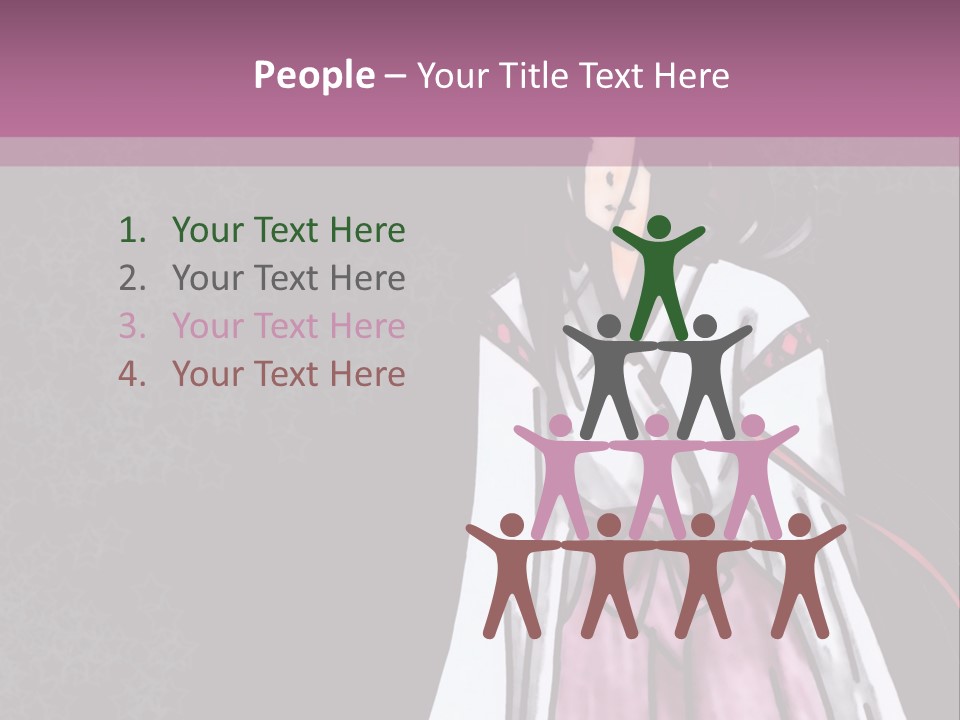 A Woman In A Pink Dress Is Standing In Front Of A Purple Background PowerPoint Template