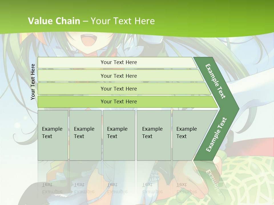 A Girl With Green Hair Sitting On Top Of A Bed PowerPoint Template