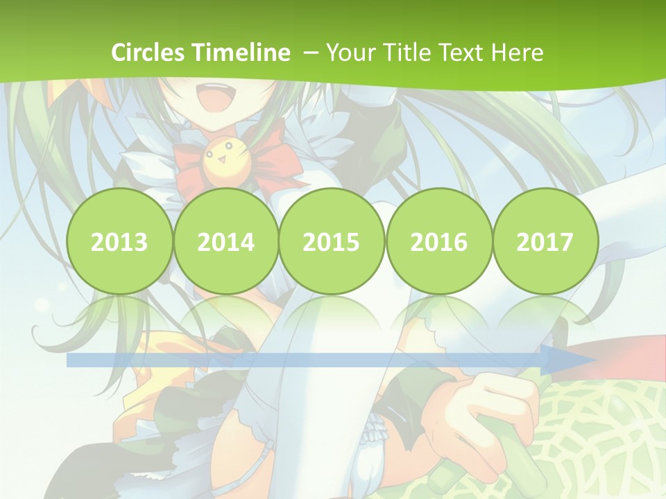 A Girl With Green Hair Sitting On Top Of A Bed PowerPoint Template