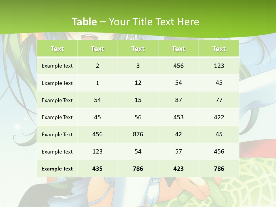 A Girl With Green Hair Sitting On Top Of A Bed PowerPoint Template