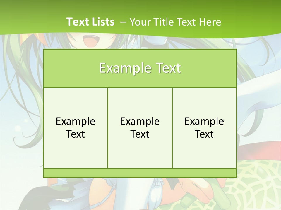 A Girl With Green Hair Sitting On Top Of A Bed PowerPoint Template