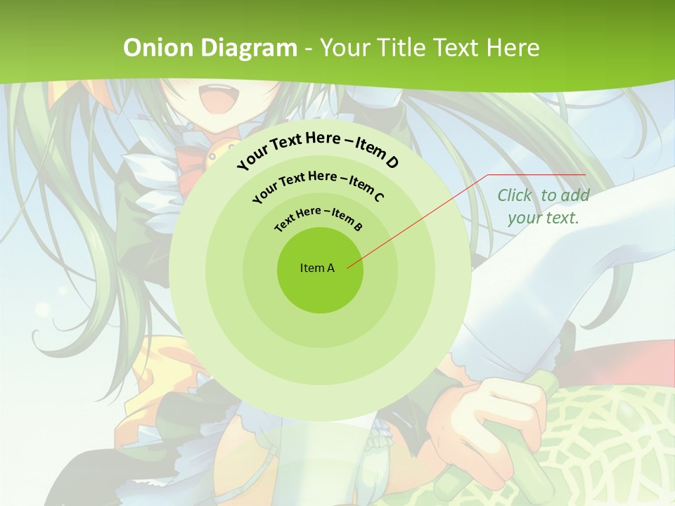 A Girl With Green Hair Sitting On Top Of A Bed PowerPoint Template