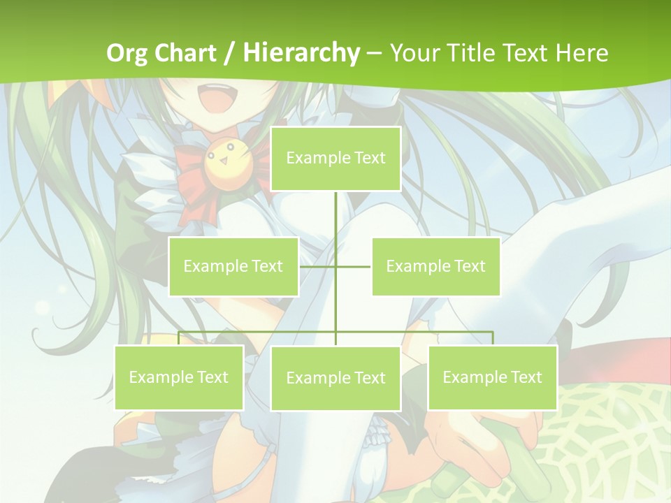 A Girl With Green Hair Sitting On Top Of A Bed PowerPoint Template