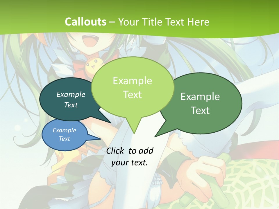 A Girl With Green Hair Sitting On Top Of A Bed PowerPoint Template