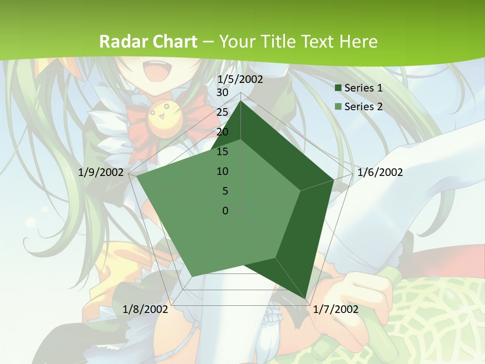 A Girl With Green Hair Sitting On Top Of A Bed PowerPoint Template