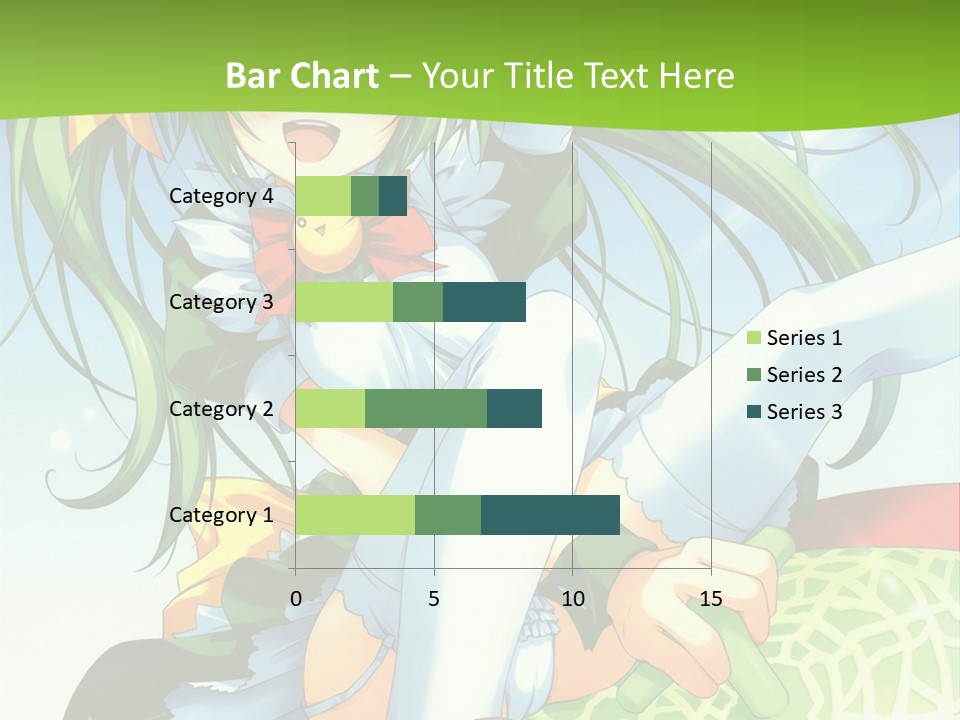 A Girl With Green Hair Sitting On Top Of A Bed PowerPoint Template