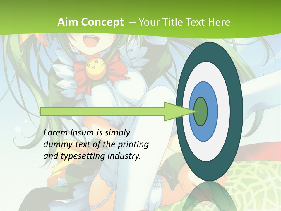 A Girl With Green Hair Sitting On Top Of A Bed PowerPoint Template