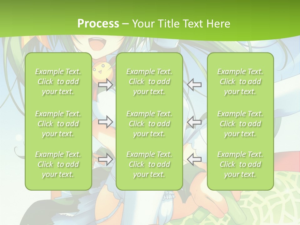 A Girl With Green Hair Sitting On Top Of A Bed PowerPoint Template