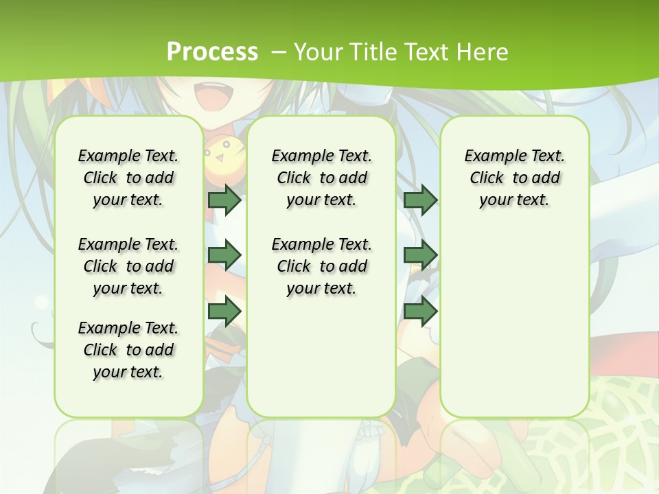 A Girl With Green Hair Sitting On Top Of A Bed PowerPoint Template