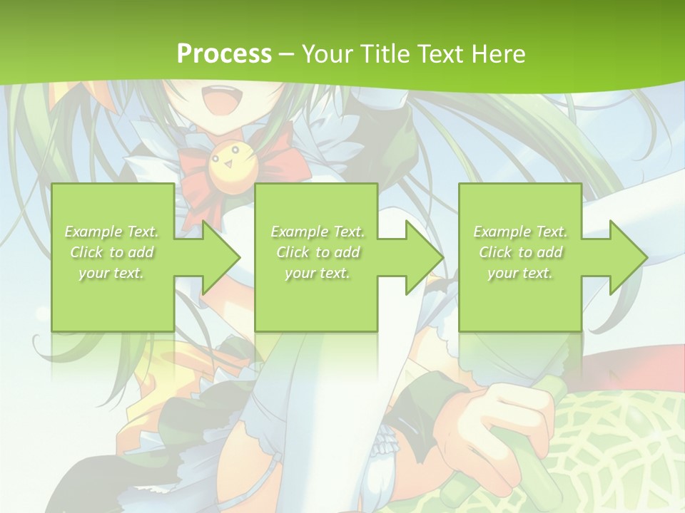 A Girl With Green Hair Sitting On Top Of A Bed PowerPoint Template