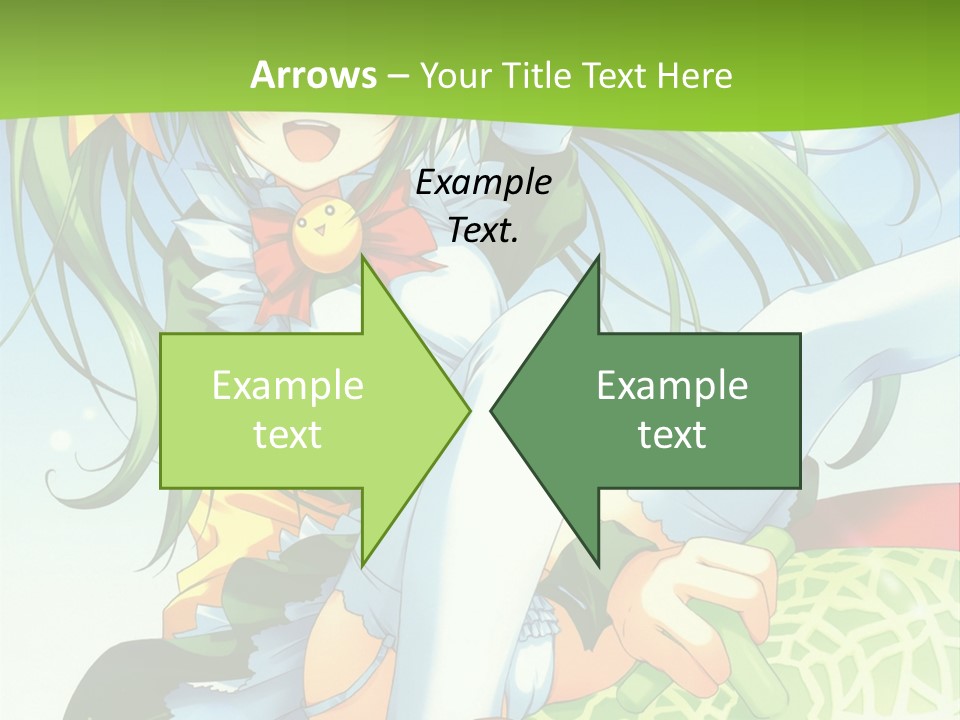 A Girl With Green Hair Sitting On Top Of A Bed PowerPoint Template