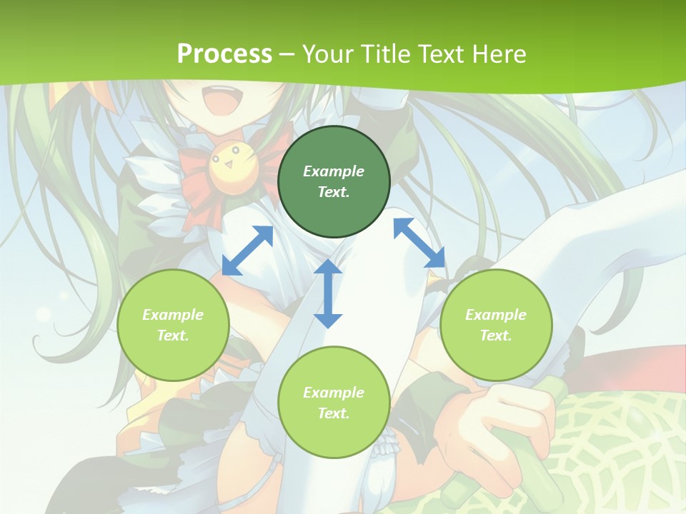 A Girl With Green Hair Sitting On Top Of A Bed PowerPoint Template