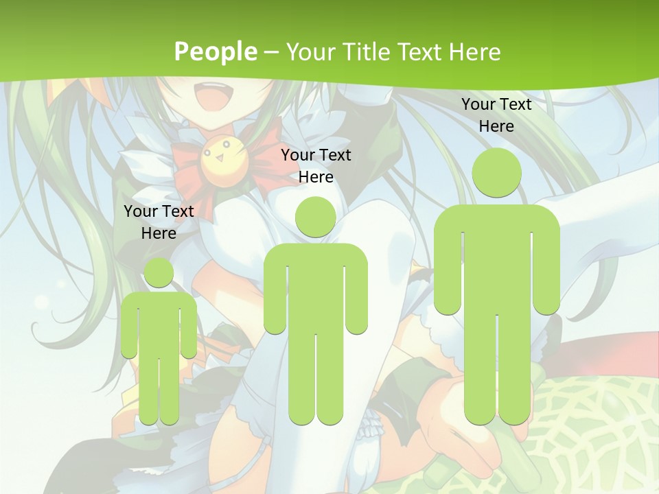 A Girl With Green Hair Sitting On Top Of A Bed PowerPoint Template