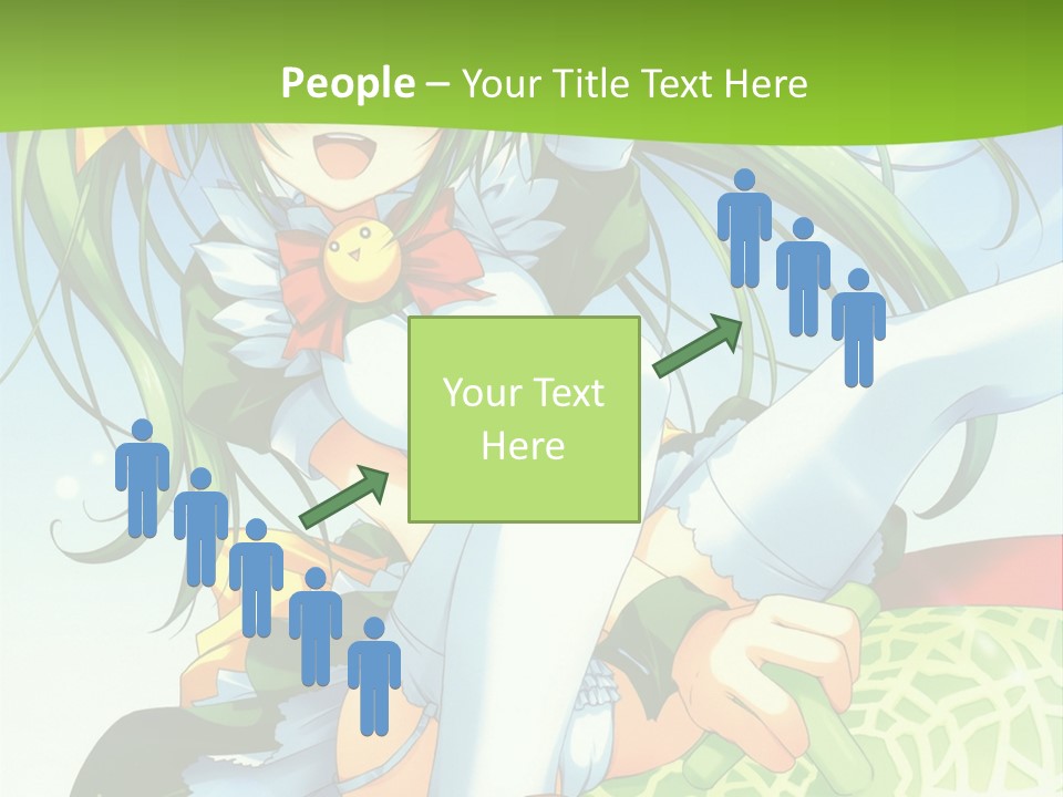 A Girl With Green Hair Sitting On Top Of A Bed PowerPoint Template