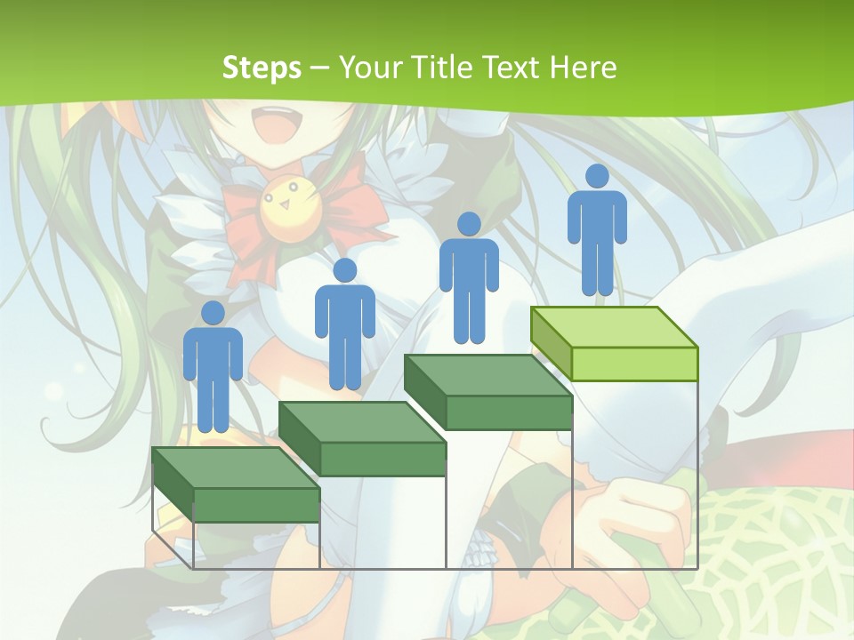 A Girl With Green Hair Sitting On Top Of A Bed PowerPoint Template