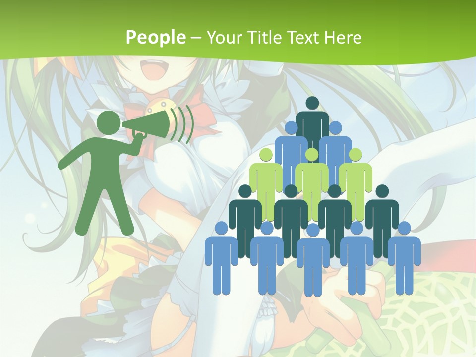 A Girl With Green Hair Sitting On Top Of A Bed PowerPoint Template