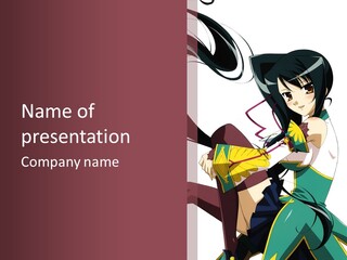 A Woman With Long Black Hair Is Sitting On A Chair PowerPoint Template