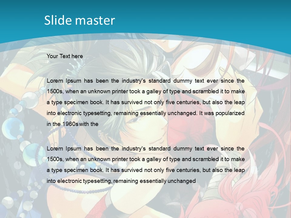 A Couple Of Anime Characters Hugging On A Blue Background PowerPoint Template