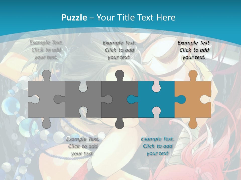 A Couple Of Anime Characters Hugging On A Blue Background PowerPoint Template