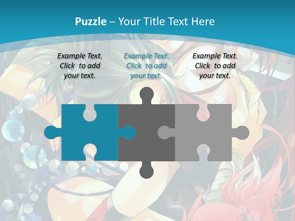 A Couple Of Anime Characters Hugging On A Blue Background PowerPoint Template