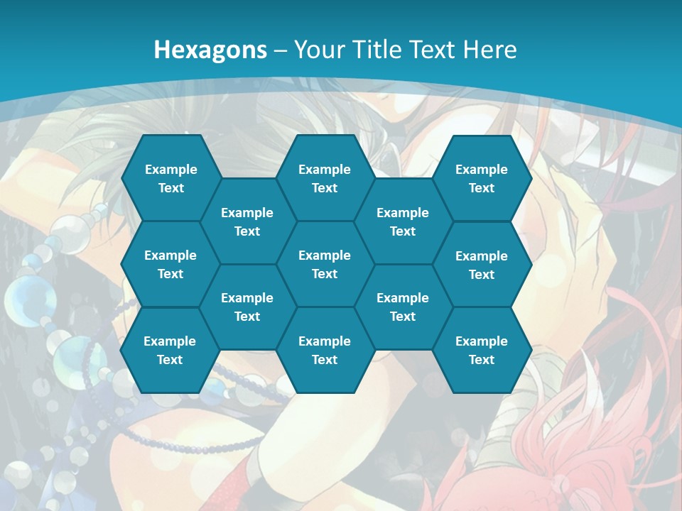 A Couple Of Anime Characters Hugging On A Blue Background PowerPoint Template