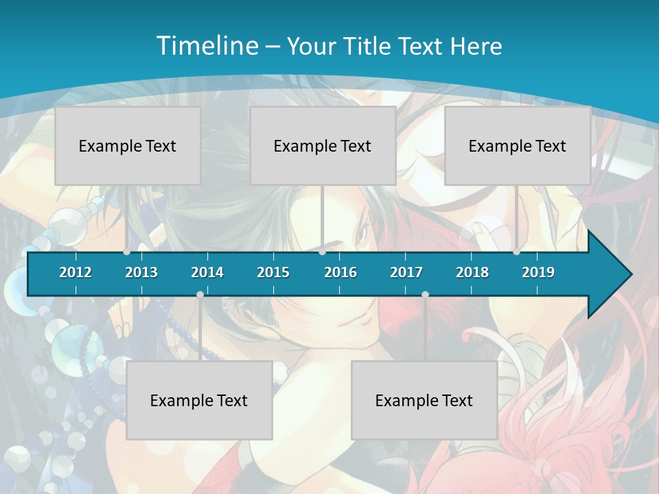 A Couple Of Anime Characters Hugging On A Blue Background PowerPoint Template