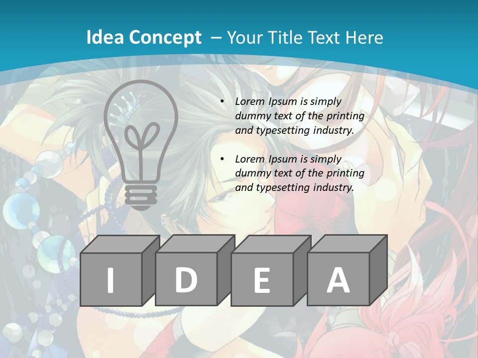 A Couple Of Anime Characters Hugging On A Blue Background PowerPoint Template