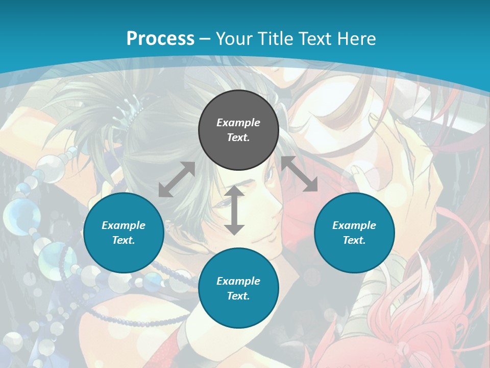 A Couple Of Anime Characters Hugging On A Blue Background PowerPoint Template