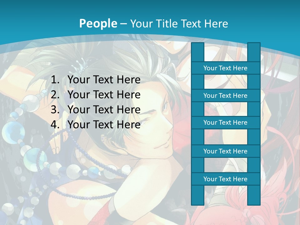 A Couple Of Anime Characters Hugging On A Blue Background PowerPoint Template