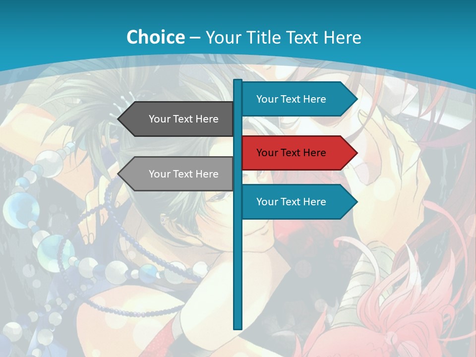 A Couple Of Anime Characters Hugging On A Blue Background PowerPoint Template