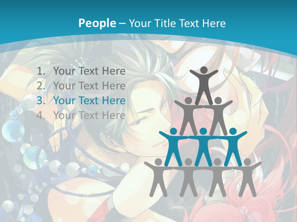 A Couple Of Anime Characters Hugging On A Blue Background PowerPoint Template