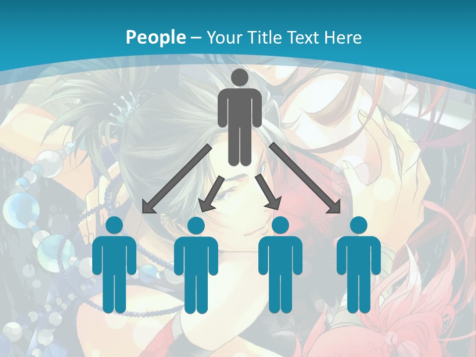 A Couple Of Anime Characters Hugging On A Blue Background PowerPoint Template