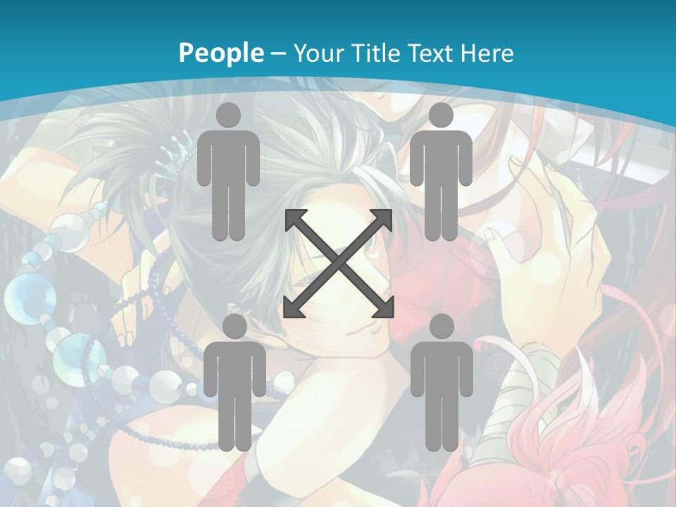 A Couple Of Anime Characters Hugging On A Blue Background PowerPoint Template