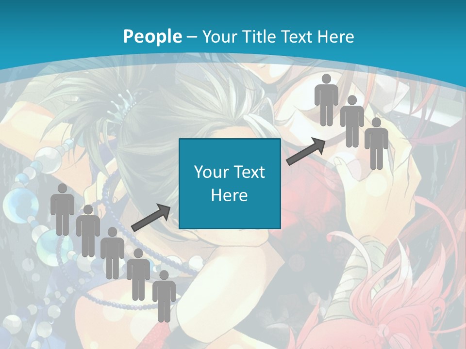 A Couple Of Anime Characters Hugging On A Blue Background PowerPoint Template